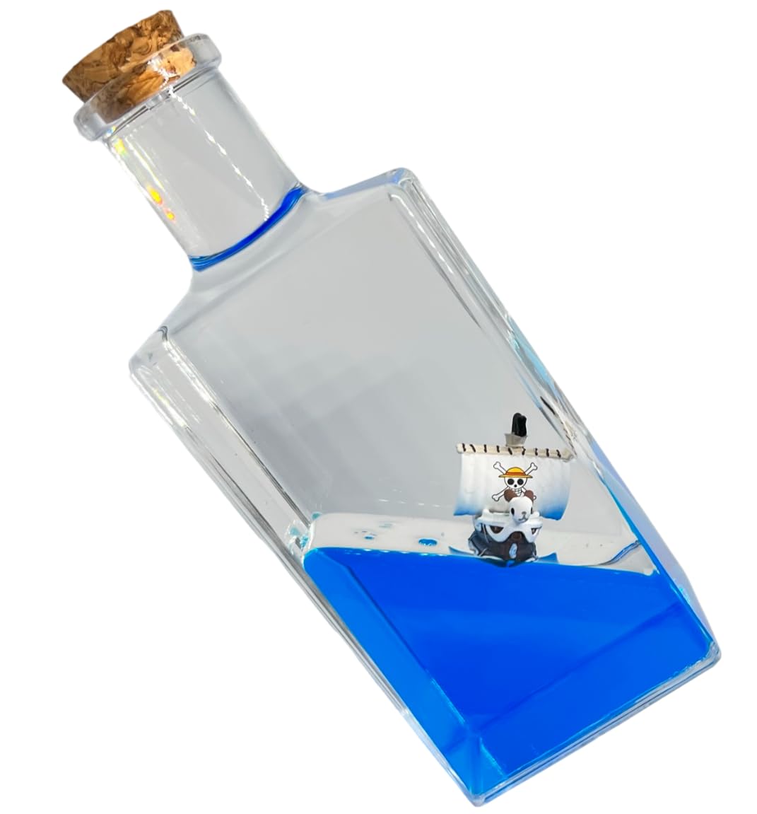 AnimeBottles Unsinkable Ship in a Bottle, One Thousand Piece Sunny Anime Pirate Ship Boat in a Box, Cruise Ship Fluid Drift Bottle, Unsinkable Cruise Ship, Model Decoration, Home Decoration Gift