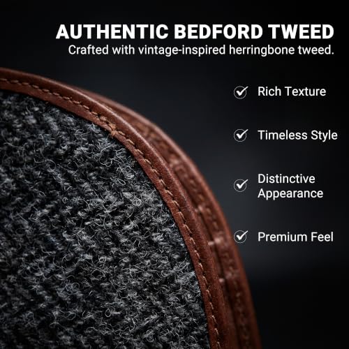 Image of ROGUE WALLET Front Pocket Card Holder for Men - Bedford Tweed & Top Grain Leather Minimalist Billfold - Slim ID Window, Cash Section & Stash Compartment