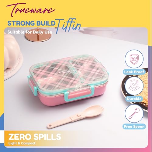 Image of Trueware Cool Touch 304 Stainless Steel PU Insulated Lunch Box with Two Compartment BPA Free, Food Grade Ideal for School, Picnic, Office & Outdoor - 540ml