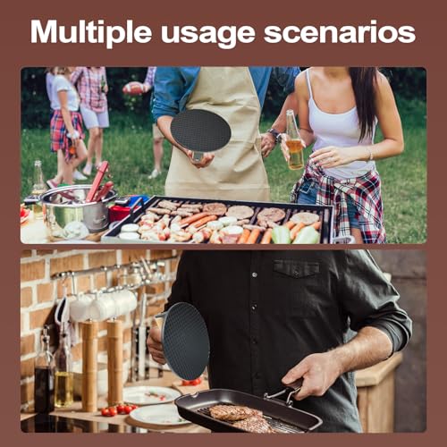 Foyucool Burger Smasher, 16cm Runde Burgerpresse, Hitzebeständiger Holzgriff, für schmackhafte Hamburger, Leicht zu Reinigen, Aluminium für BBQ, Grill, Kochen, Schwarz