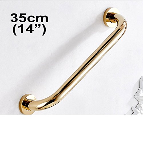 700Brass 14-Inch Grab Bar for Hotel/Motel/Home Shower Safety, Solid Brass, Polished Gold, Heavy-Duty Construction Armrest, Bathroom Bathtub Handrail