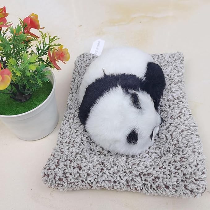 Image of MAHALRAJ Dog Stuffed Toy - Sleeping Cute Dog for Car Auto Dashboard and Home Decor | Cute Car Interior Toy, Sleeping Puppy Black & White Stuffed Toy - (Size,26cm X 18cm)