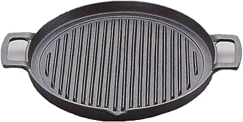 Iwachu 23050 Grill Pan, Round 25, Black Baking, Inner Diameter 9.6 inches 24.5 cm, Induction Compatible, Nambu Ironware