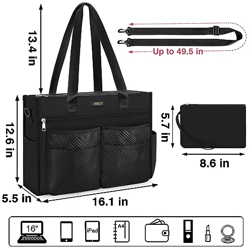 ITIEZY Utility Tote Bag for Women with 18 Pockets - Large Teacher Tote Bag with Zipper Compartment 2 Pcs Everything Bag Nurse Bags for Work, Travel by ITIEZY - Used condition - Image 3