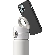 RhinoShield White AquaStand Magnetic Bottle 23oz with Classic Black iPhone 15 SolidX Protective Case | Stainless Steel Insulated Water Bottle with Straw Lid and MagSafe Compatible Handle