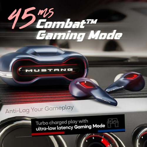 Boult x Mustang Torq Wireless in Ear Earbuds with 50H Playtime, App Support, Quad Mic ENC, 45ms Low Latency, Breathing LEDs, 13mm Drivers, Touch Control, Made in India IPX5 Ear Buds TWS Bluetooth 5.4