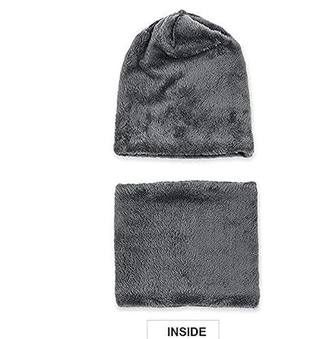 Image of Men's Woolen Cap with Neck Muffler /Neck Warmer Set