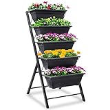 FOYUEE Vertical Herb Garden Planter Box Outdoor Elevated Raised Bed for Vegetables Flower Indoor...