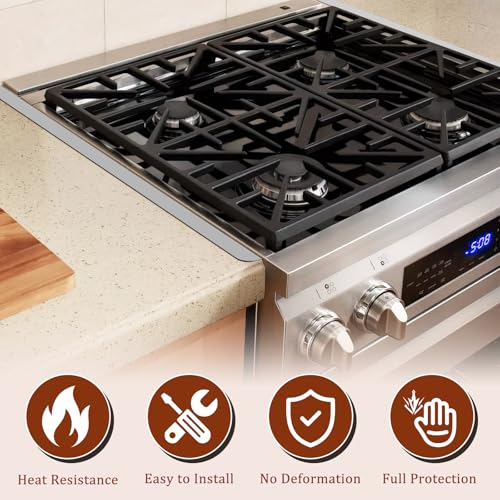 Image of 25.4 inch Oven Guards for Side Stainless Steel Gap Covers, Heat Resistant Slide-in Range Trim Guard Gap Filler Between Oven & Counter Top for Seamless Kitchen Accessories, Gifts for Cooker - Silver