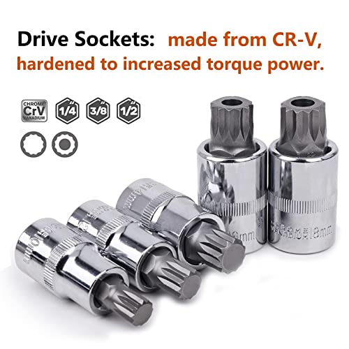 Qnkaa Spline Socket Bit Set 10pcs Square Triple Silver M4 - M18 - Image 2