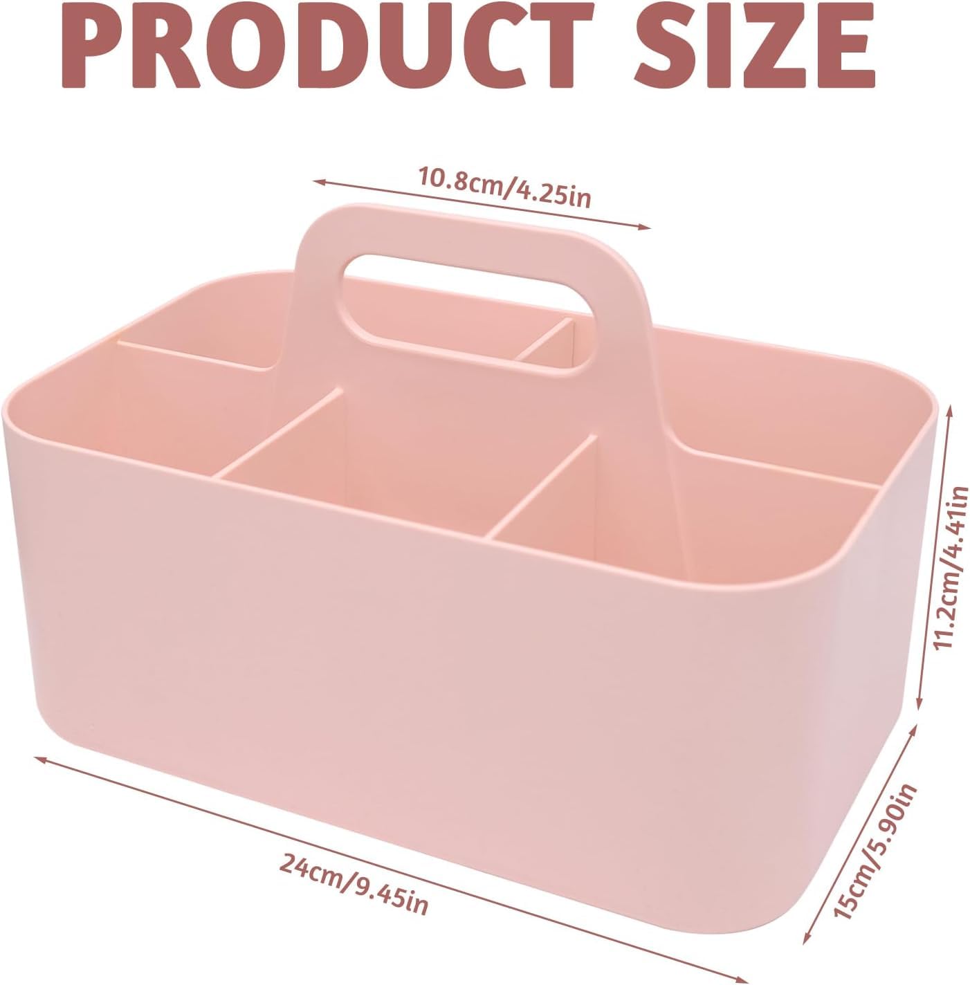 Multipurpose Storage Caddy, Multipurpose Caddy Organizer, Stackable OrganizerCaddy, Plastic Desk Organiser Caddy with Handle for Office,Bathroom, Crafts, or School Supplies (Pink) - Image 2