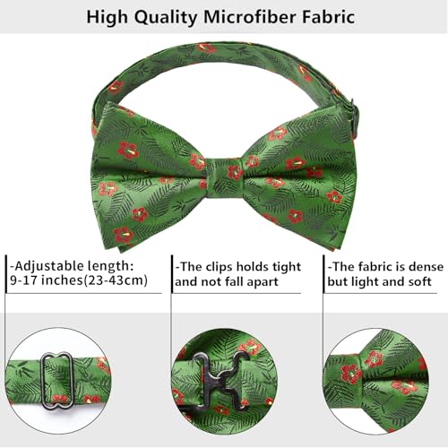 Image of HISDERN Bow Ties for Men Pre-Tied Bow Tie Floral Paisley Handkerchief Classic Formal Bowtie and Pocket Square Cufflinks Set