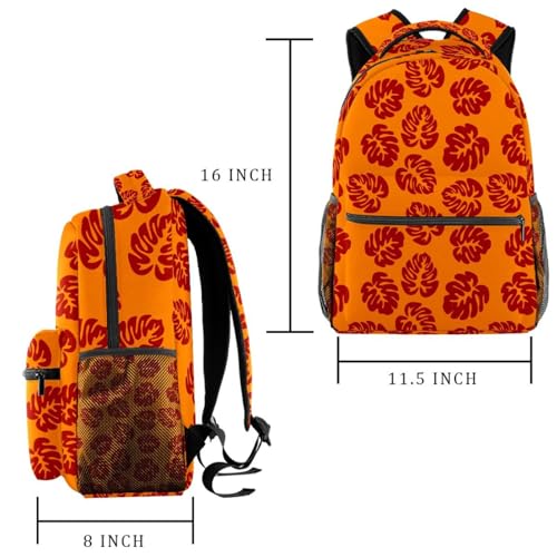 Sac à dos d'école feuilles de surf orange pour le collège et sorties