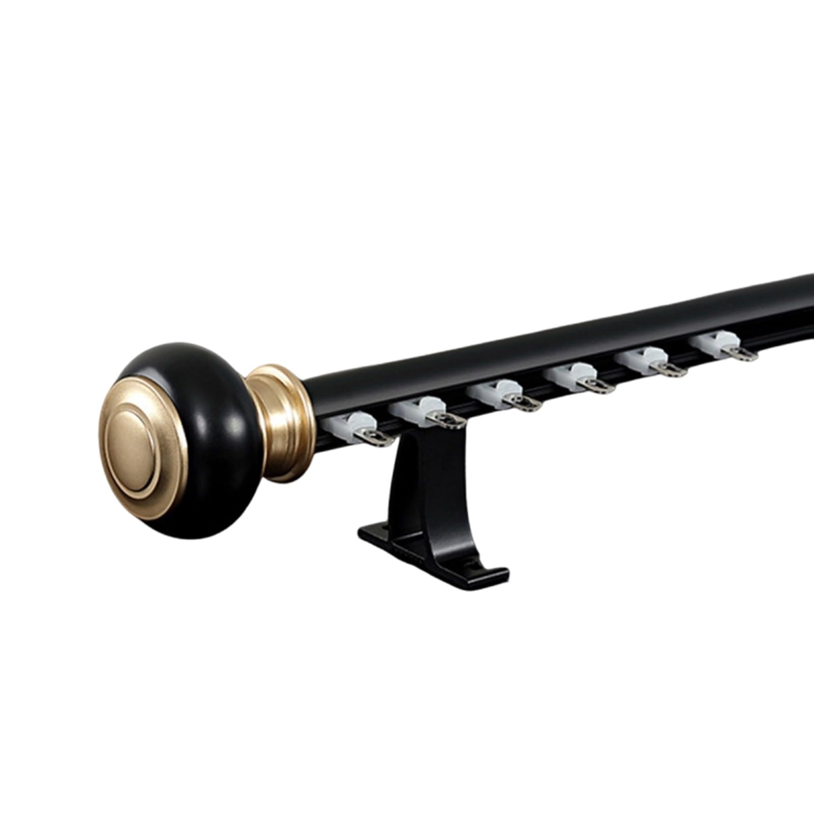 Light Luxury Curtain Track - Stylish Wall-Mounted Curtain Rod System With Silent Pulleys & Invisible End Caps Blue 120Cm/3.9Ft Ideal For Room Partitioning And Elegan,Black -1-260cm/8.5ft(2*130cm)