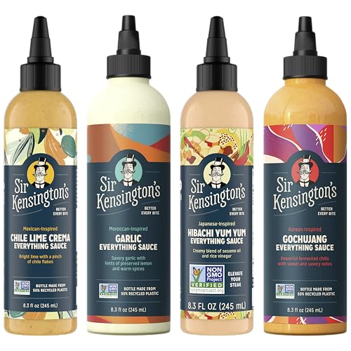 Bundle of Sir Kensington's Everything Sauce Variety Pack: Chile Lime, Garlic, Gochujang, Hibachi Yum Yum 4 Pack Dairy Free, Gluten Free, Non - GMO Project Verified 8.30z