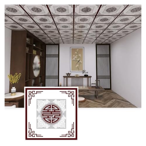 Waterproof 11.8" Peel and Stick Ceiling Tiles - Decorative Wall Panels for Easy Home Renovation, Stylish Interior Design, DIY Room Makeover, Quick Installation