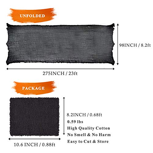 Halloween Decoration Hanging Creepy Cloth - ( 23 x 8 ft, Extra Large, Black ) Scary Haunted Horror Ghost Spooky Halloween Cloth Fabric, Halloween Indoor Outdoor Party Lawn Garden - Thumbnail 2