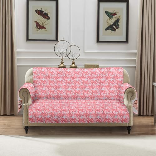 Image of Amazon Basics Printed Quilted Reversible Sofa Topper | 2 Seater | 120Cm X 175Cm | 325 GSM | Color - Pink, Polyester Blend