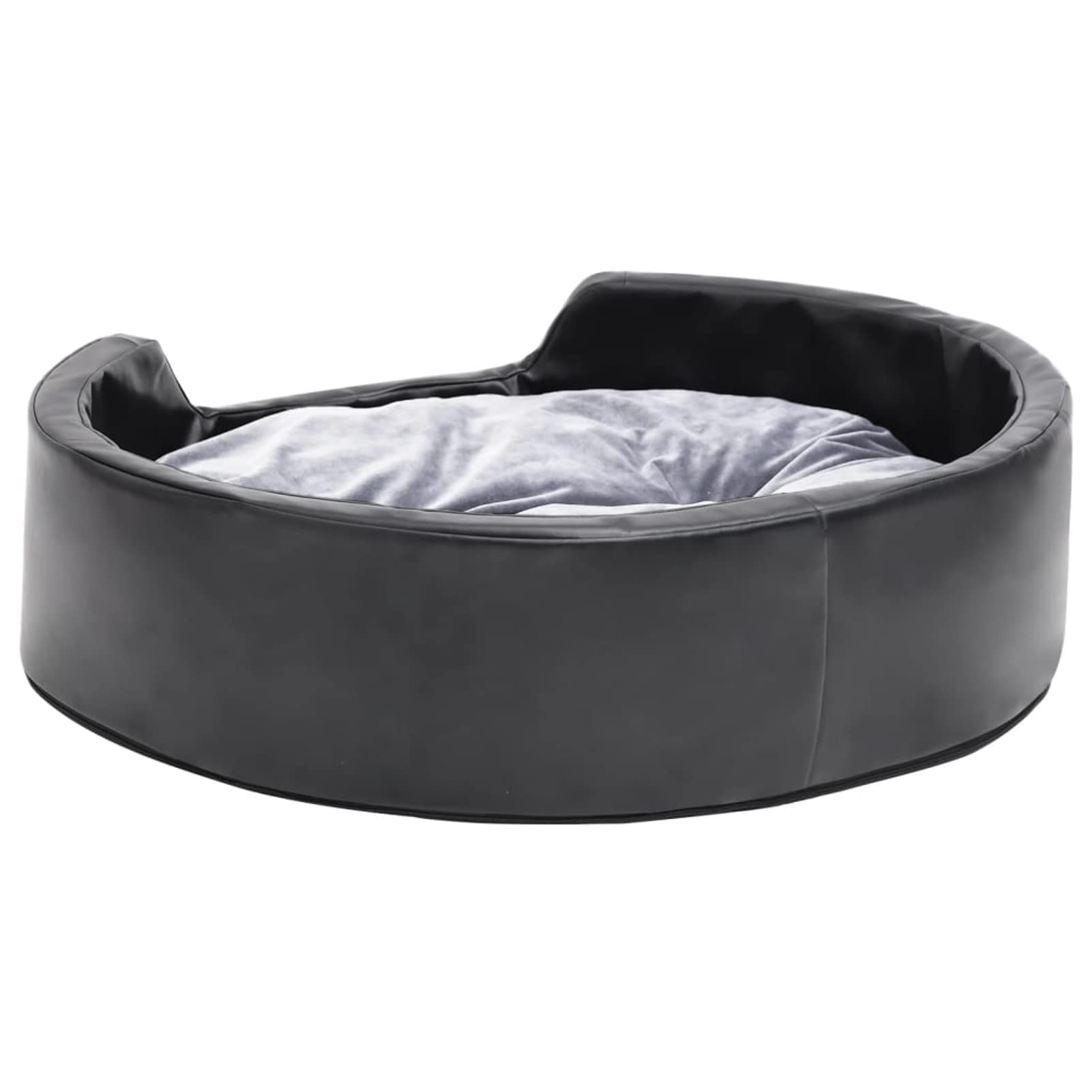 ZHOUMIN Cama para Perros, Sofa Perro, Colchon Perro, Sofá Cama para Mascotas, Felpa y Cuero sintético Negro Gris 69x59x19 cm