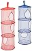 OrangeTag Hanging Mesh Space Saver Bags Organizer 3 Compartments Toy Storage Basket for Kids Room organization mesh hanging bag 2 Pcs Set , Random Colors