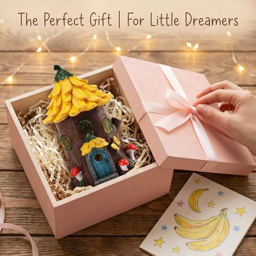 Lavezee Fairy House Outdoor Figurine Lights for Garden Decor, Fairy Garden Houses for Front Porch Patio Backyard Yard Decoration, Birthday Gifts for Mom Women - image 8