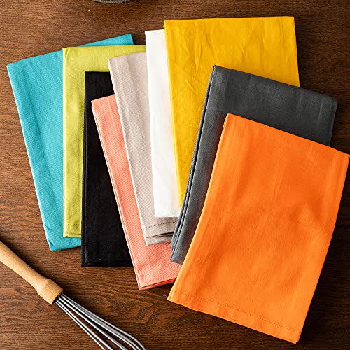 Candy Cottons Set Of 6 Kitchen Dish Towels, 100% Cotton Kitchen Towels, With Hanging Loop, Dishcloth Sets For Washing & Drying Dishes, Tea Towels & Hand Towels 18X28, Black #TOP4