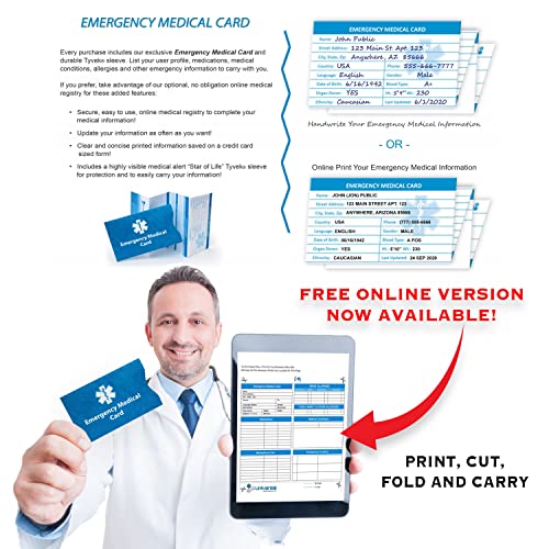 Medical Alert Bracelet Black Sport: Hypoallergenic Waterproof Id Bracelet, Free Laser Engraving, Free Economy Shipping, Emergency Medical Card Included. #TOP3