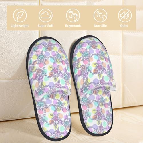 Sea Turtles Print Women'S Fuzzy Slip On Indoor Outdoor Winter House Slippers3