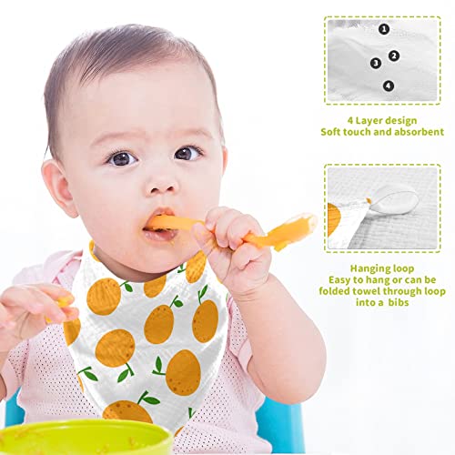 Image of vvfelixl Baby Washcloths Cotton Cartoon Oranges Baby Muslin Washcloths Soft Baby Face Towel for Newborn Infants Baby Wipes, 11.8 X 11.8 Inch, 5 Pack White