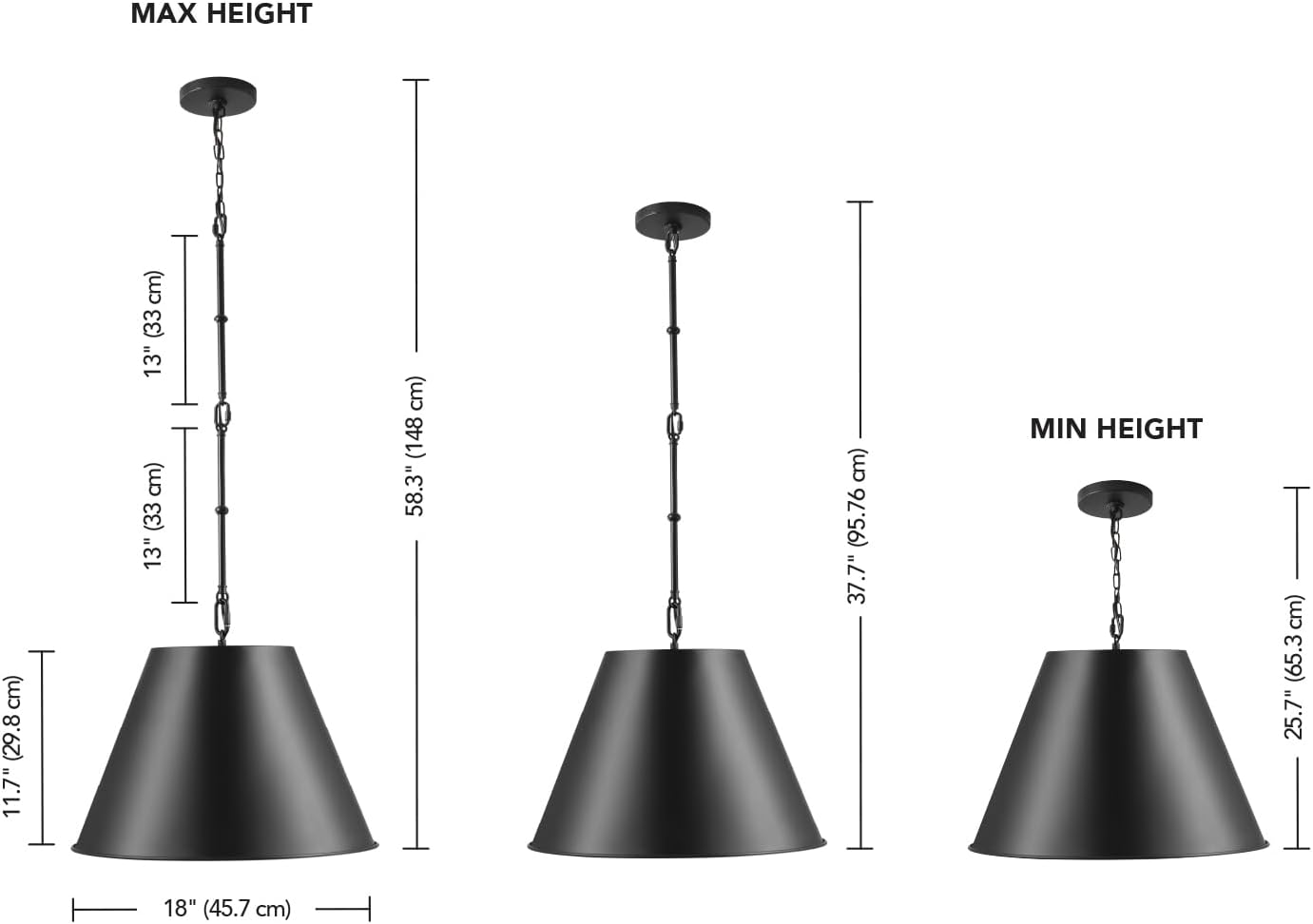 Globe Electric 1-Light Pendant Light, Matte Black Finish, Adjustable Hanging Rods, Dimmable, E26 Base, Dark Academia Modern Ceiling Lighting, 67000198