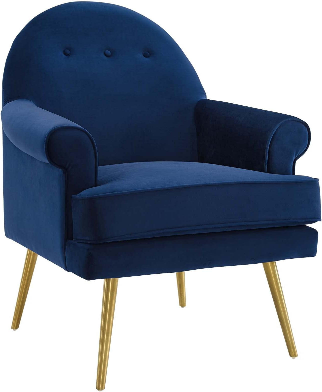 LSFH Unique Design True Innovations Revive Accent Chair Armchair with Gold Stainless Steel Legs Single Sofa Chair for Small Apartments, Living Room or Bedroom (1 Chair, Navy)
