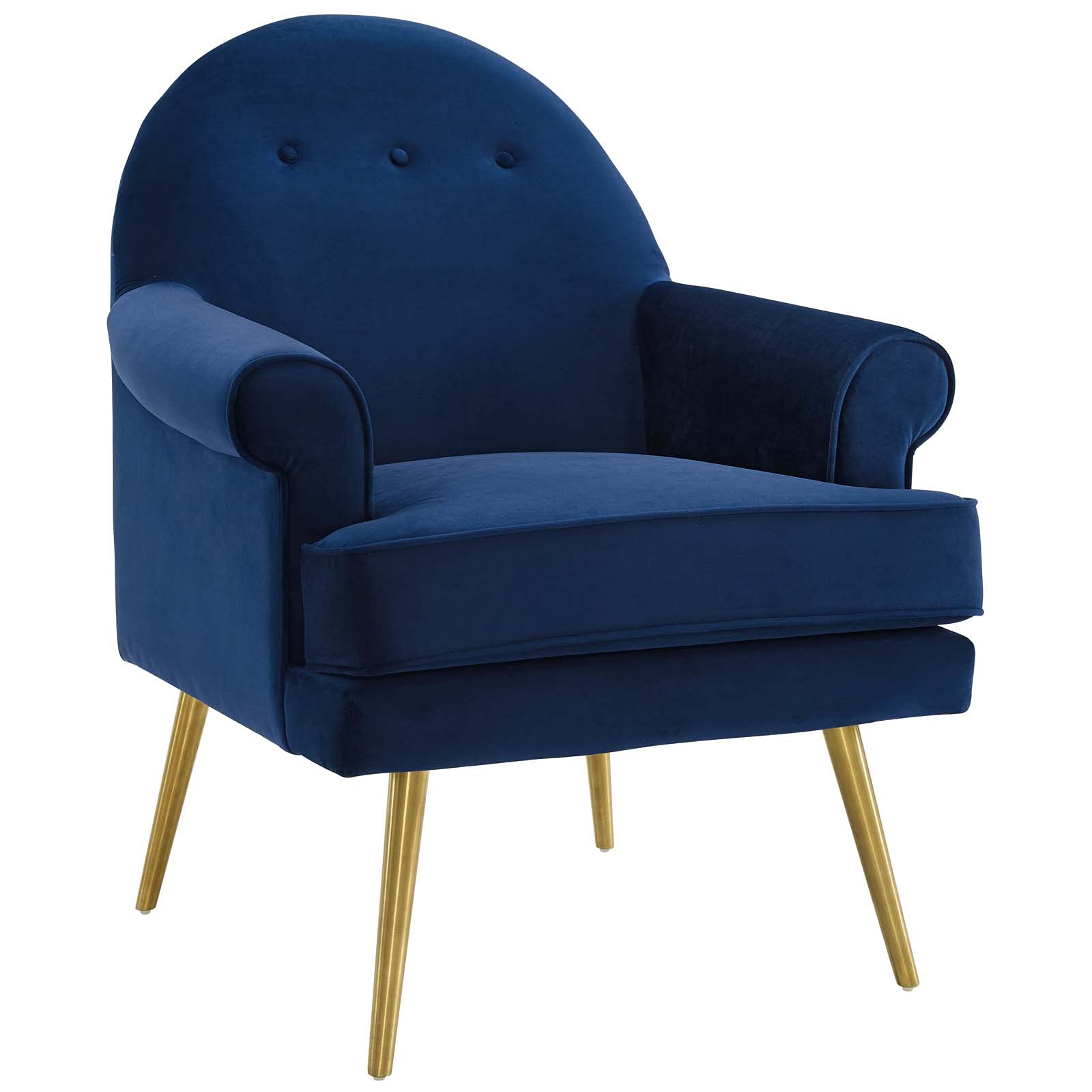 LSFH Unique Design True Innovations Revive Accent Chair Armchair with Gold Stainless Steel Legs Single Sofa Chair for Small Apartments, Living Room or Bedroom (1 Chair, Navy)