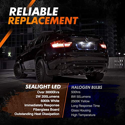 SEALIGHT 194 LED Light Bulb 10 Pack 6000K White Super Bright 168 2825 W5W T10 Wedge LED Replacement Bulbs Error Free for Car Dome Map Door Courtesy License Plate Lights - Thumbnail 3