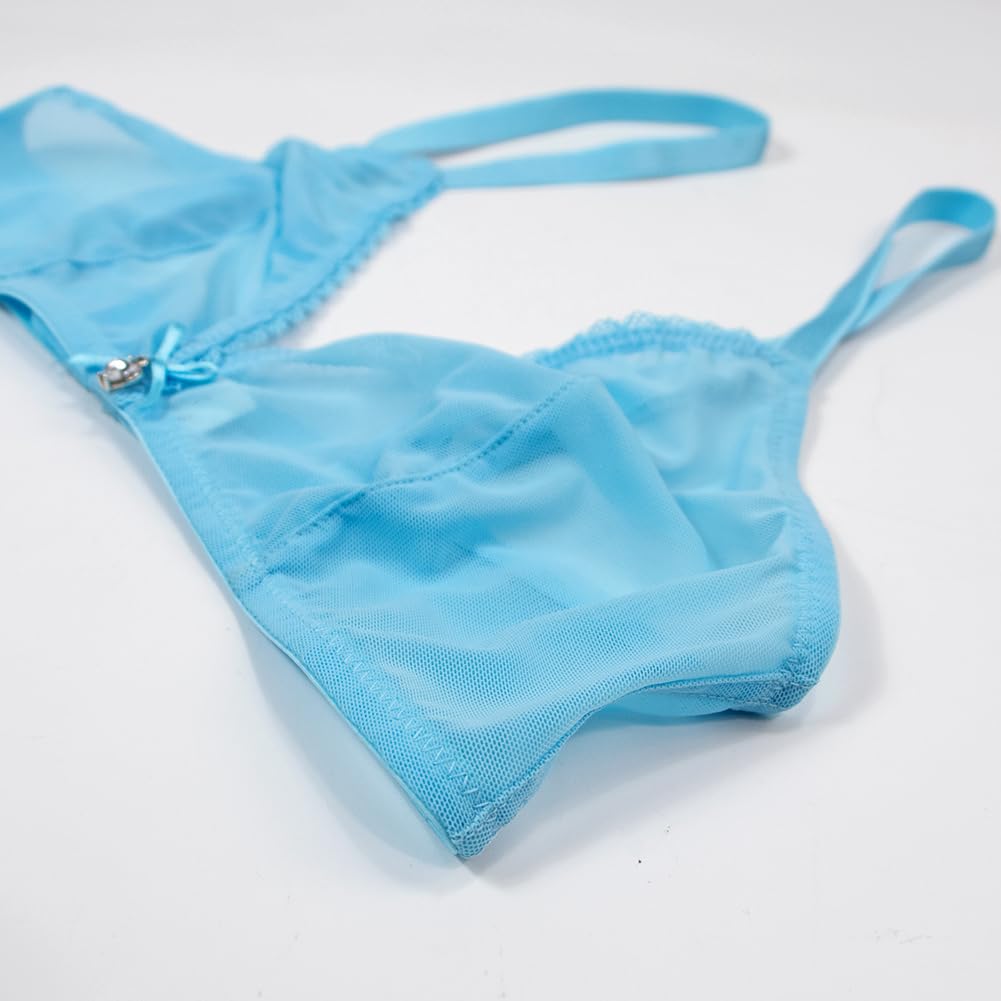varsmiss Women Sheer Mesh Transparent Unlined Bra Sexy Wireless Underwear