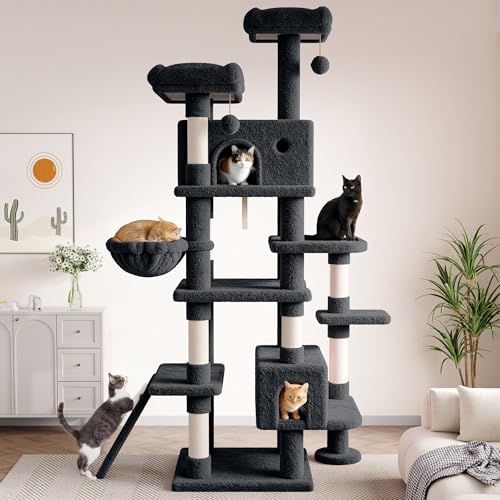 Árbol para gatos multi-niveles de 82 pulgadas color gris oscuro miniatura 2