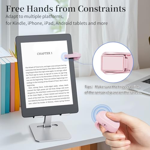 Image of Finger Ring Kindle Page Turner Remote, Rechargeable Wireless Clicker for Kindle Paperwhite, E-Readers & Camera, Perfect for Hands-Free Reading Anywhere, Bed, Treadmill Reading (Pink)
