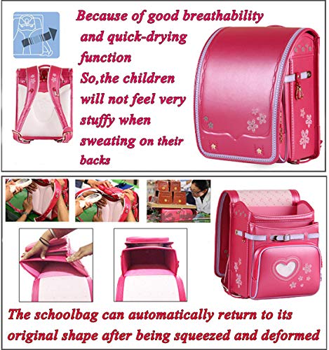 randoseru Embroidery pattern luxury bags japanese lighten up backpack PU leather【flower pattern Light-Blue】4