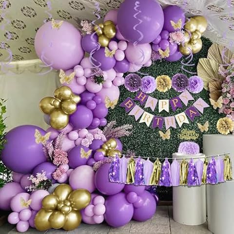 Purple Gold Birthday Decorations Cover