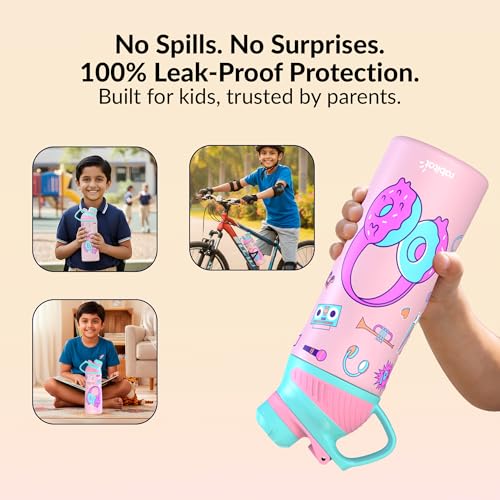 Image of Rabitat ZYLO Personalized 550ml Kids Water Bottle for School | 2-Year Brand Warranty | Magnetic Flip Cap, Leakproof | Triple Insulated Stainless Steel Thermosteel Flask | 24 Hrs Hot & Cold, MissButter
