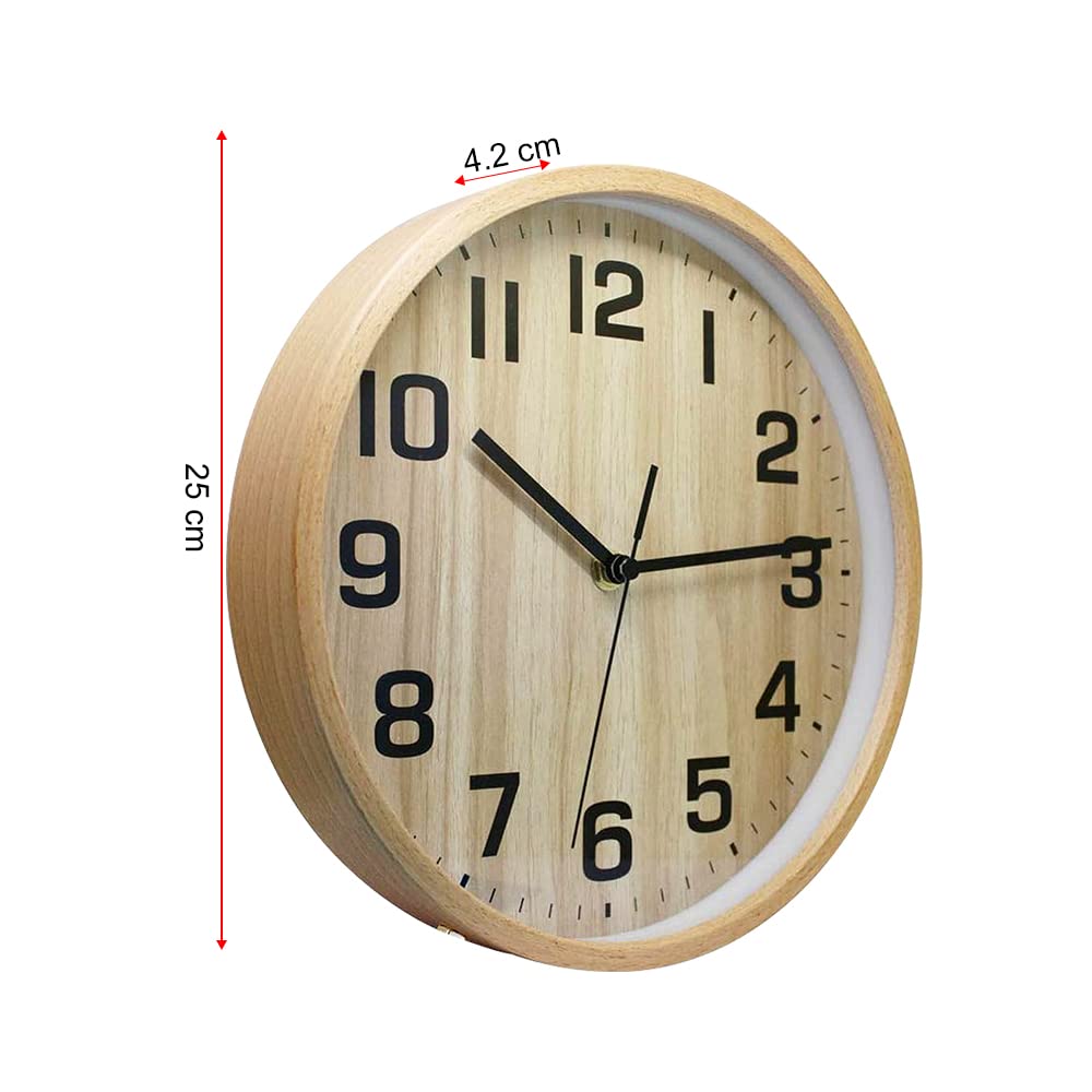 Orologio da parete al quarzo in legno da 10 pollici da 25 cm moderno silenzioso orologio da parete in legno orologio da tavolo per soggiorno, camera da letto, ufficio, cucina
