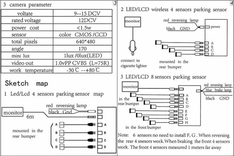 Radar de stationnement voiture 8 sondes pour éviter les chocs et les rayures