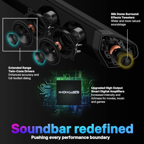 Image of Nakamichi Shockwafe Ultra 9.2.4 Channel Soundbar System with Dolby Atmos /DTS:X, Dual 10 inch Subwoofers, 4 Rear Surround Speakers, 1300 Watts Max Output Power | Plug-and-Play Home Cinema, 45 inch Soundbar, Dual 10 inch Wireless Subwoofers, 4 Rear Surround Speakers (Wired)