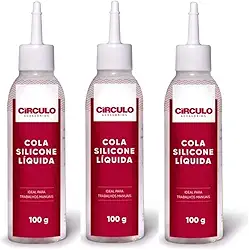 Kit 3 Colas Silicone Líquida Círculo 100g Cada – Fixação Forte, Transparente, Ideal para Artesanato, Tecido, Madeira e Papel