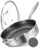 LOLYKITCH 6-Quart Large Frying Pan with Lid | 12 Inch | Detachable Handle