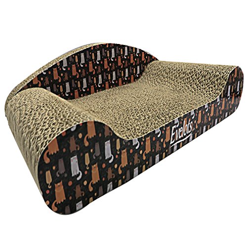 Evelots Kitty Cat Scratcher-Lounger-Groom Claws-Corrugated Cardboard Couch
