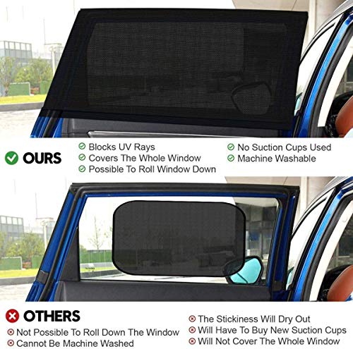 Lemleon Car Window Shade,Automotive Sun Protection For Baby Windshield Mesh Rear Side Kids Sunlight Protection, Double Venting Design, Universal Fit Most Of Cars And Suv's. 2 Pack #TOP4