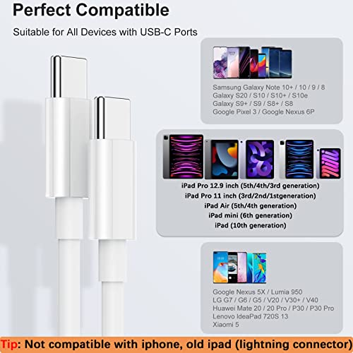 Apple Ipad Charger, Ipad Pro Charger, Gkw 20W Usb C Fast Charger For Ipad 12.9/11/10.9 Inch, Air 5Th/4Th, Mini 6Th, 10Th Generation, Apple Certified 10Ft C To C Cable For New Ipad 2022/2020/2018,2Pack #TOP2