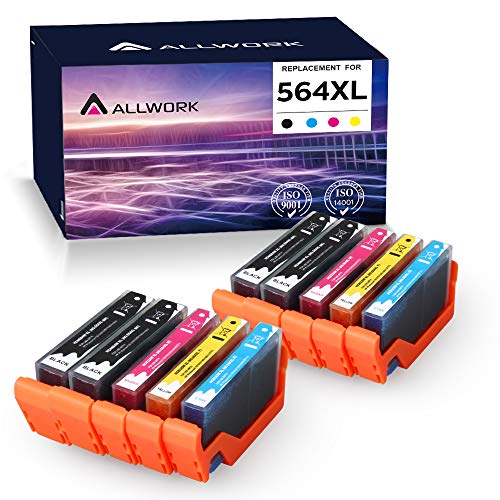 ALLWORK Compatible 564 XL Ink Cartridge Replacement for HP 564XL Combo Pack for HP Photosmart 7520 7510 7525 6515 6510 5520 5510 5514 4620 3520 D7560 B8550 B209a C410 C6380 10-Pack (4K/2C/2M/2Y)