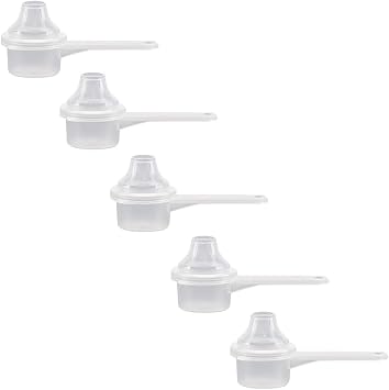 Measuring Scoop & Funnel - No Cap Open Spoons 5-Pack 5cc | Universal open design measuring spoon, Built-in funnel neck pour spout, Quick access cup for coffee powders and baking