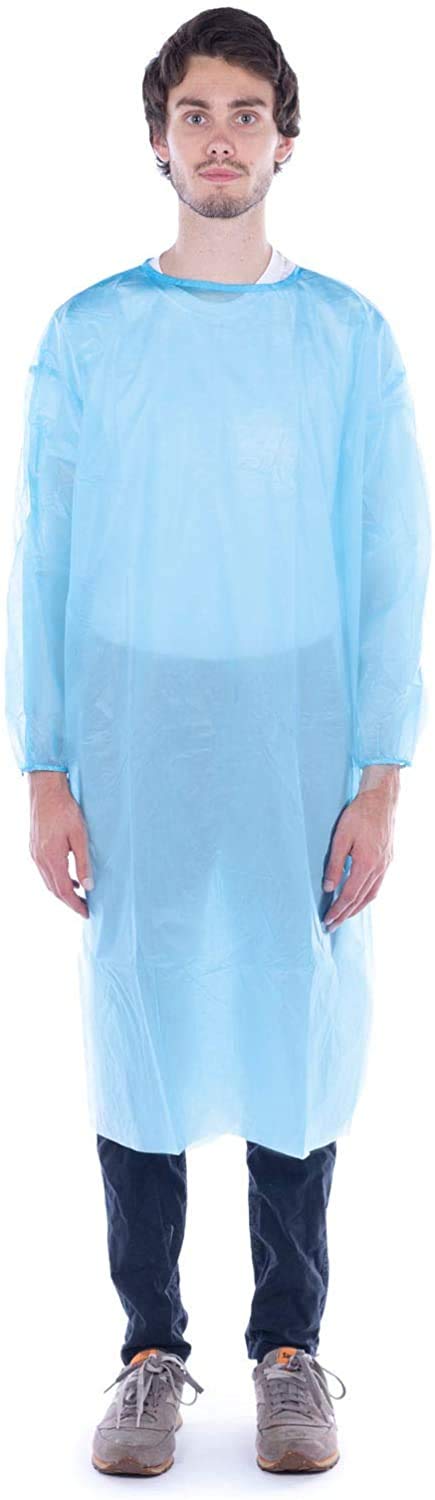 Disposable Isolation Gown | Blue | Breathable Material | Unisex | Non-Restrictive | One Size Fits Most (5)